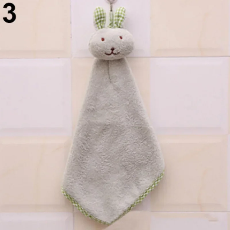 Serviette de bain en peluche polaire corail doux, lapin mignon, serviette pour bébé, dessin animé, lingette pour enfants, serviette de bain suspendue