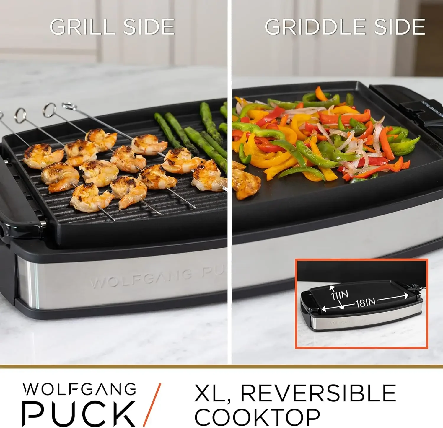 Puck XL Reversible Grill Griddle, Removable Cooking Plate, Nonstick Coating, Dishwasher Safe, Heats Up to 400