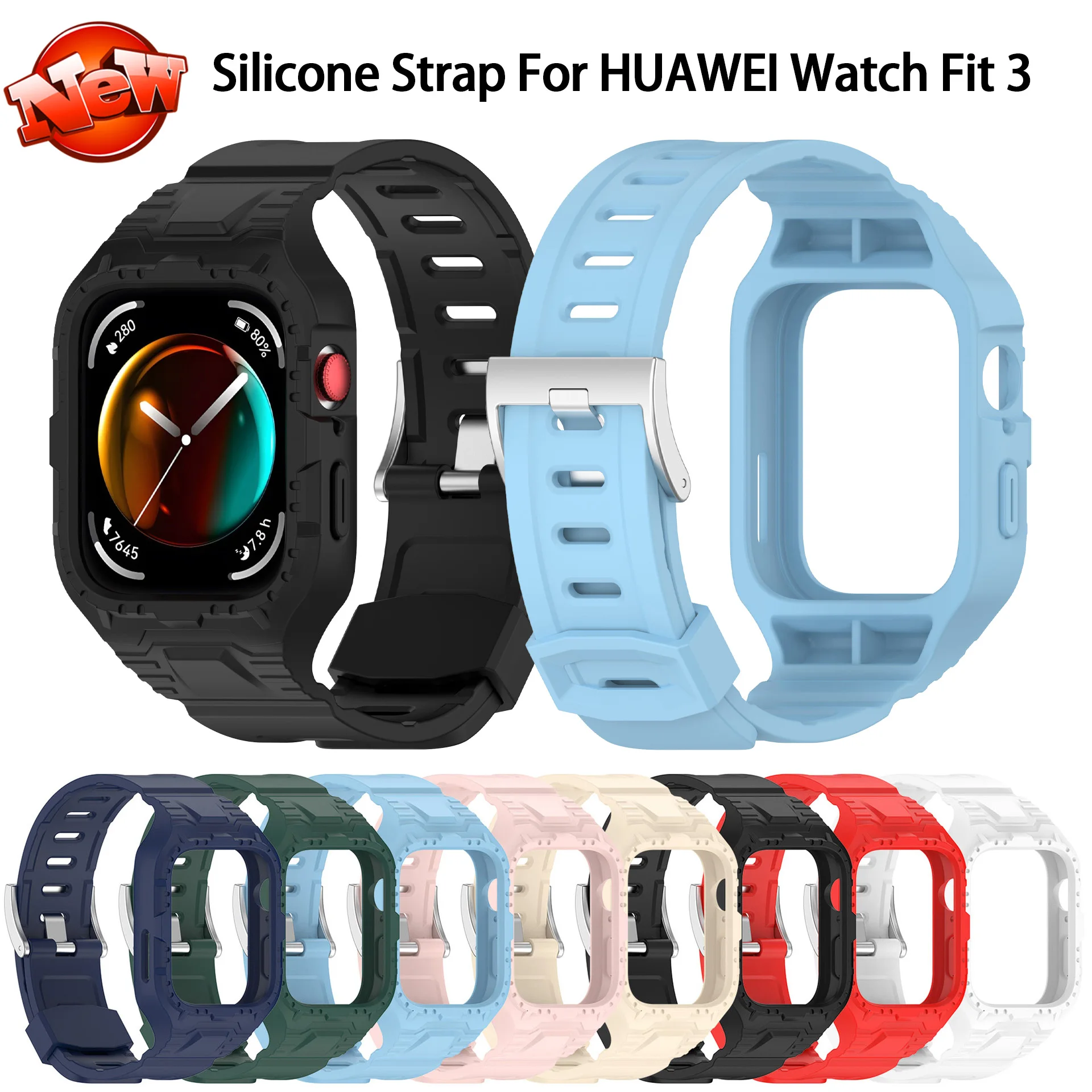 حزام سيليكون لساعة Huawei Watch Fit 3 حزام ساعة ذكية ناعمة قطعة واحدة سوار ساعة لساعة Huawei Fit3 الرياضية معصمه #1