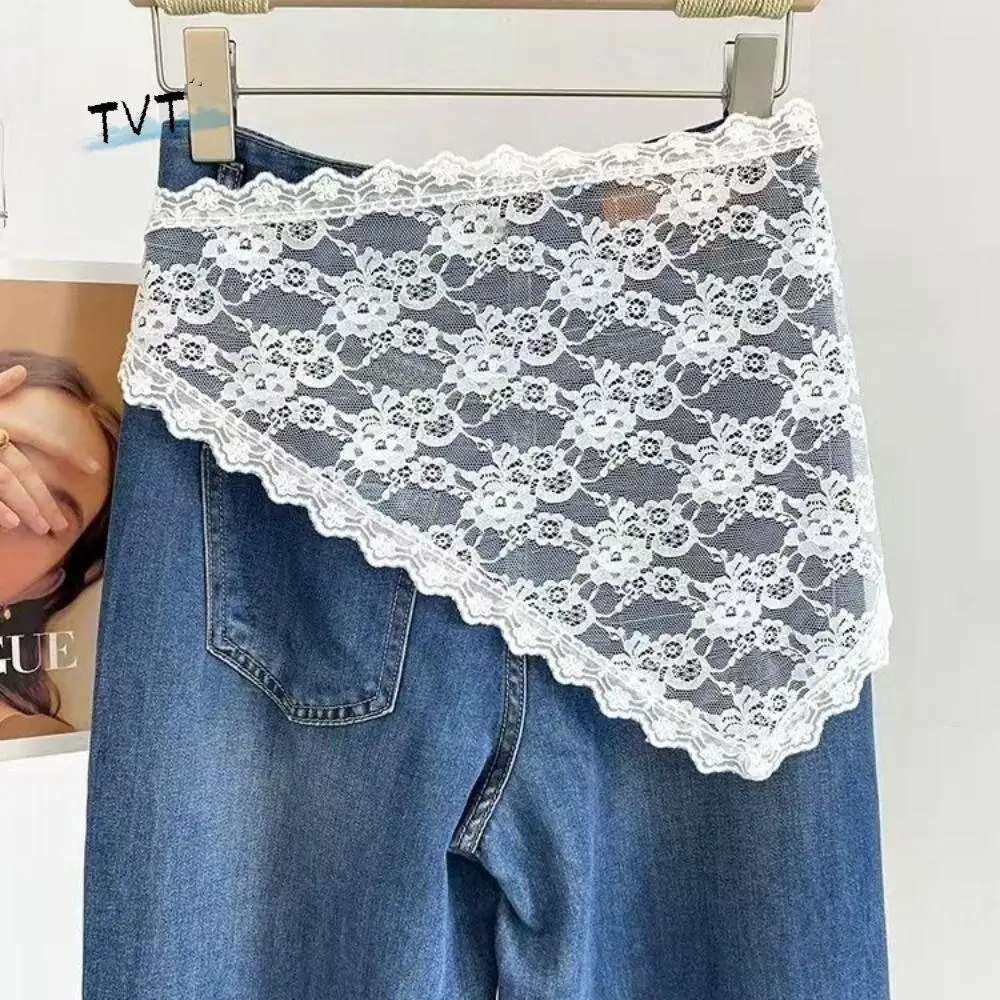 

Ins Y2K Lace Half Skirt Trendy Lace-up Triangle Short Skirt Soft Flower Embroidery Korean Spring Headscarf Streetwear