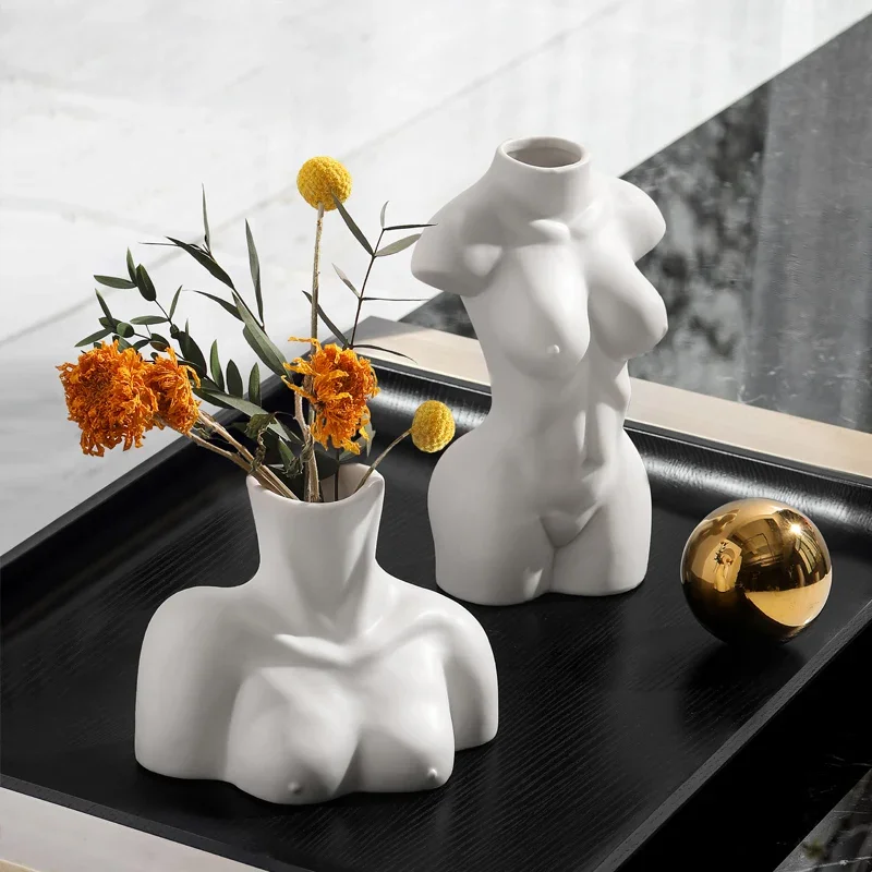Home Half Portrait Ceramic Vase Female Body Art Vase Living Room Dry Flower Arrangement Decoration