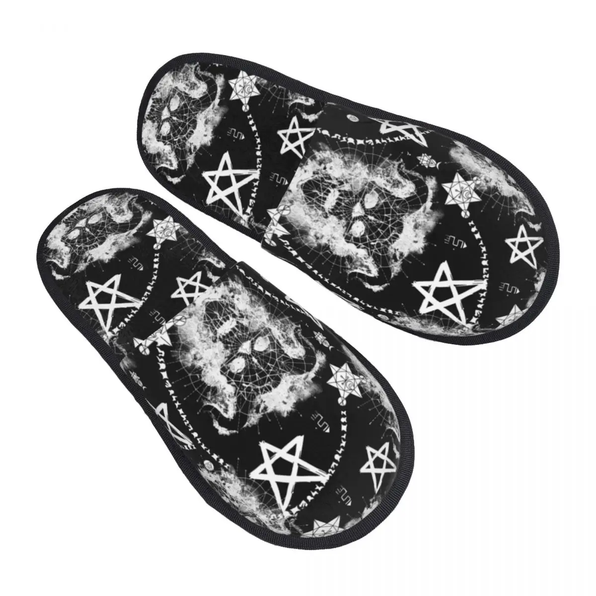 Soft Slippers Devil Skull Mysterious Symbols Non-Slip Floor Indoor Home Furry Slippers Shoes For Bedroom