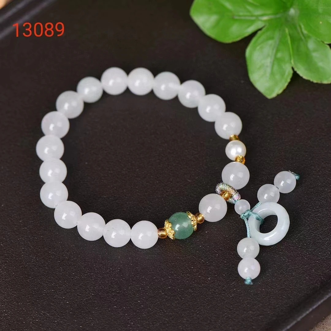 8mm Perlen Tianshan Jade Hand kette Naturstein elastischen Armreif exquisite Damen Edelstein Armbänder Schmuck Charms Schmuck