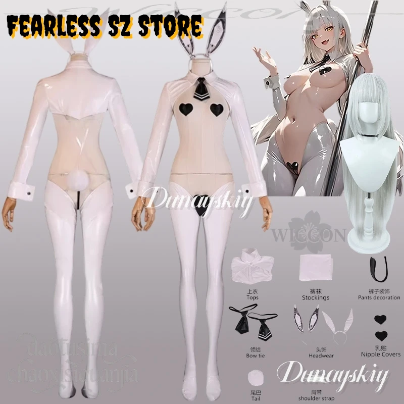 

White Rabbit Blanc Costume Reverse Bunny Girls Cosplay Goddessss Anime Game Victoruy Sexy Jumpsuit Lingerie PU 코스프레 Halloween