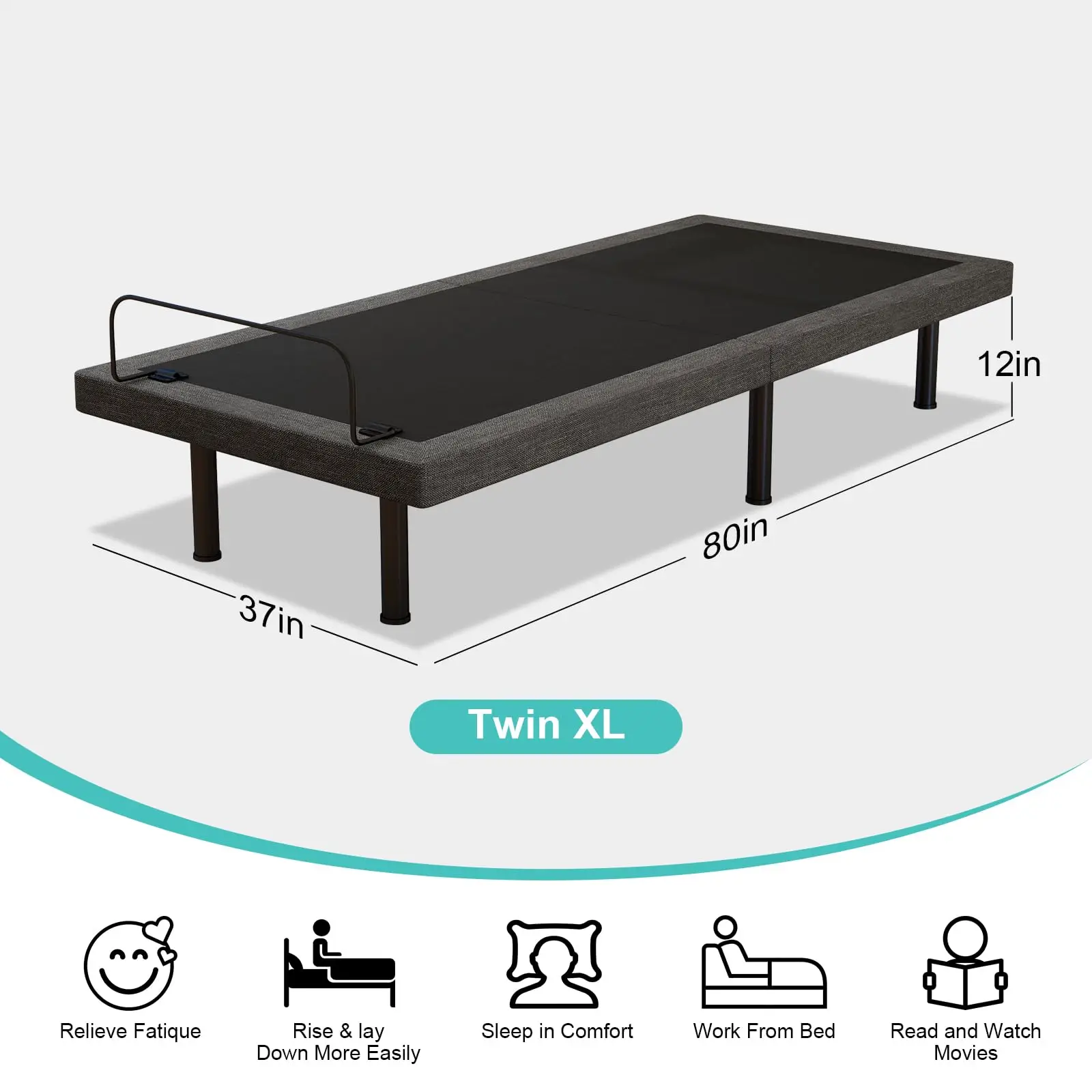 Twin XL Adjustable Bed Frame, Adjustable Beds with Updated Thickened Frame,Wireless Remote, Separate Head/Foot Lift