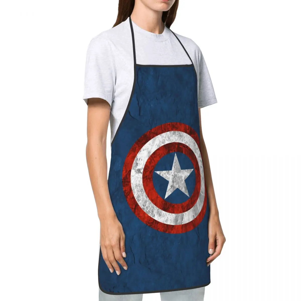 Custom Captain America Funny Apron for Men Women Adult Unisex Kitchen Chef Bib Tablier Cuisine Cooking Baking Painting