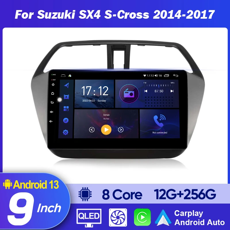 QSZN Android 13 Carplay Car Radio For Suzuki SX4 S-Cross 2014-2017 Multimedia Video Player 2Din DVD Stereo GPS Navigation Radio