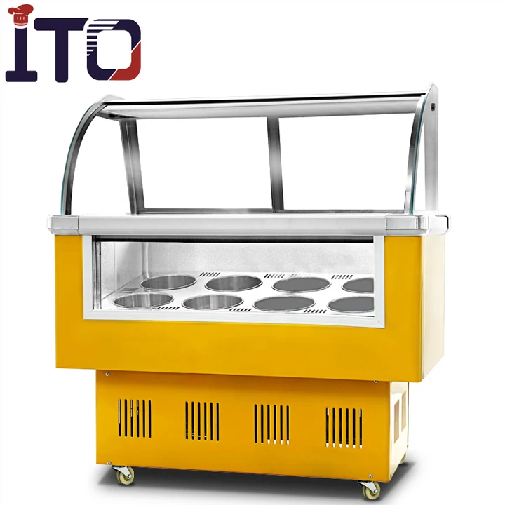 Refrigeration Equipment 6/8/10trays Ice Cream Cake Display Freezer Supermarket Deep Chest Ice Cream Display Cabinet