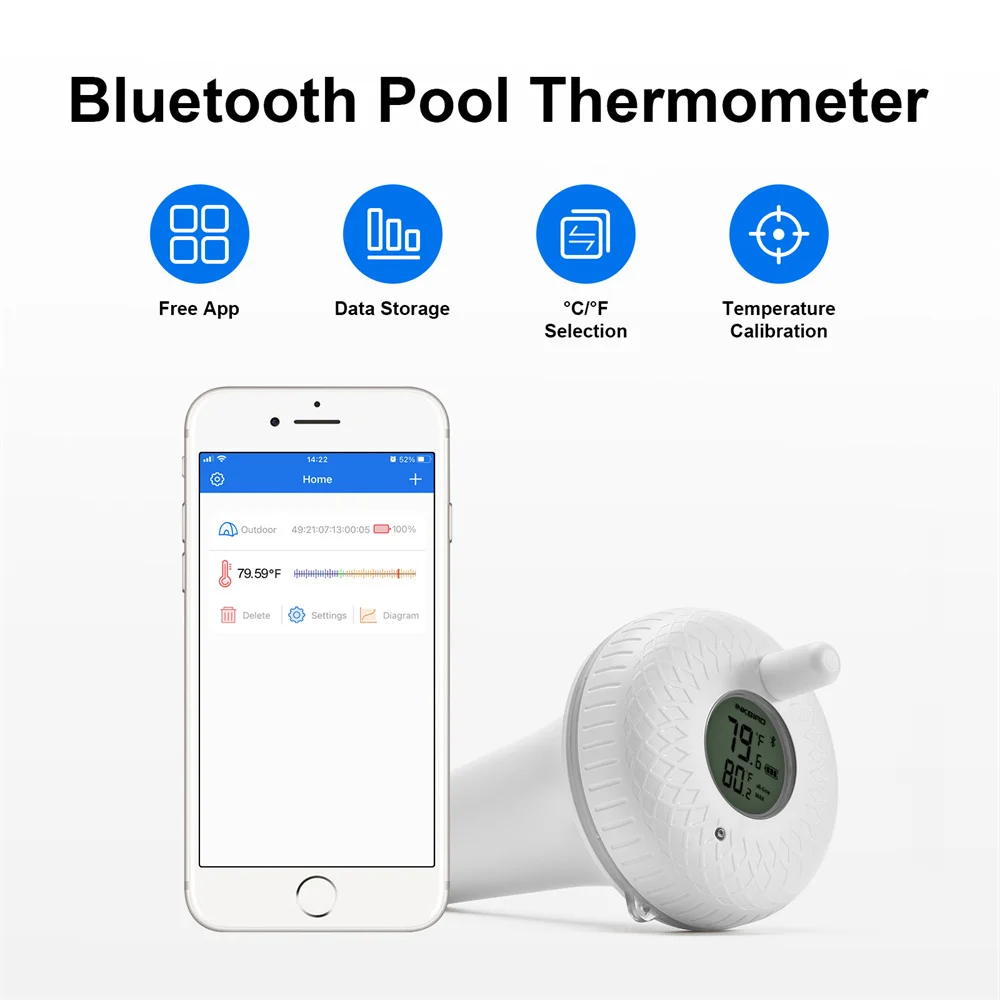 INKBIRD 2 Types of Wireless/Bluetooth Swimming Pool Floating Thermometer Digital Outdoor Accurate Temperature LCD Display