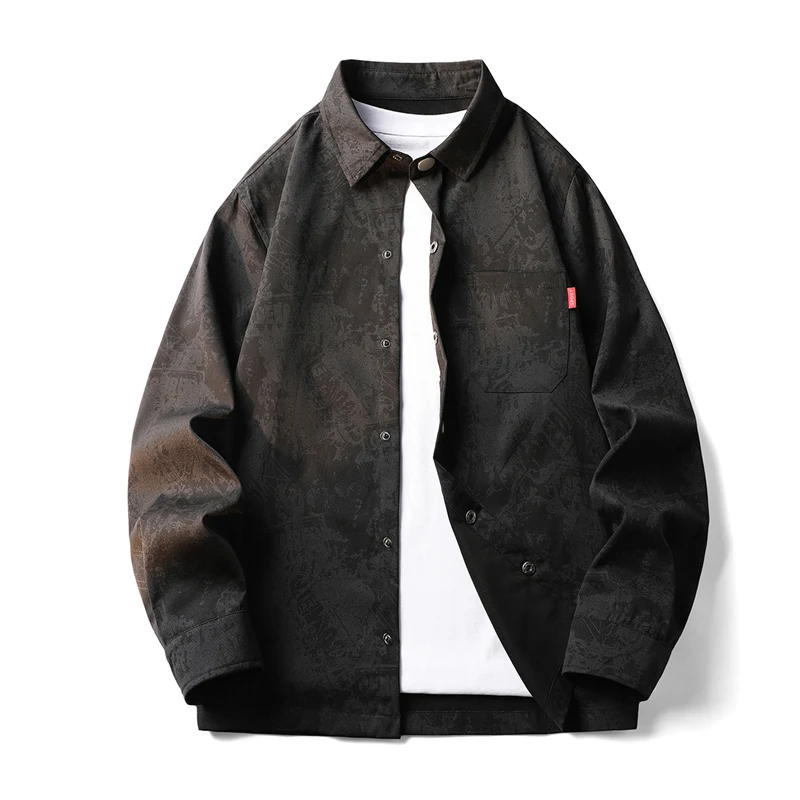 2026 Spring men Casual Fashion Thick Shirts Men's Long Sleeve Shirt  Youth Trendy Top Men Loose Large size Sports Shirt Jacket