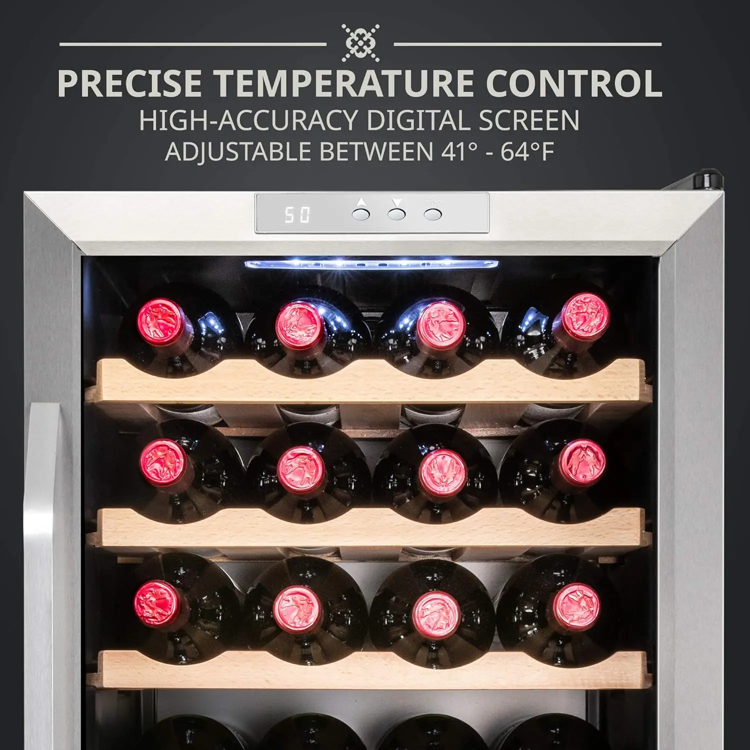 Ivation Wine Cooler Geladeira com Bloqueio, Grande Adega Autoportante Vinho, Vermelho e Branco, 24 Compressor Garrafa