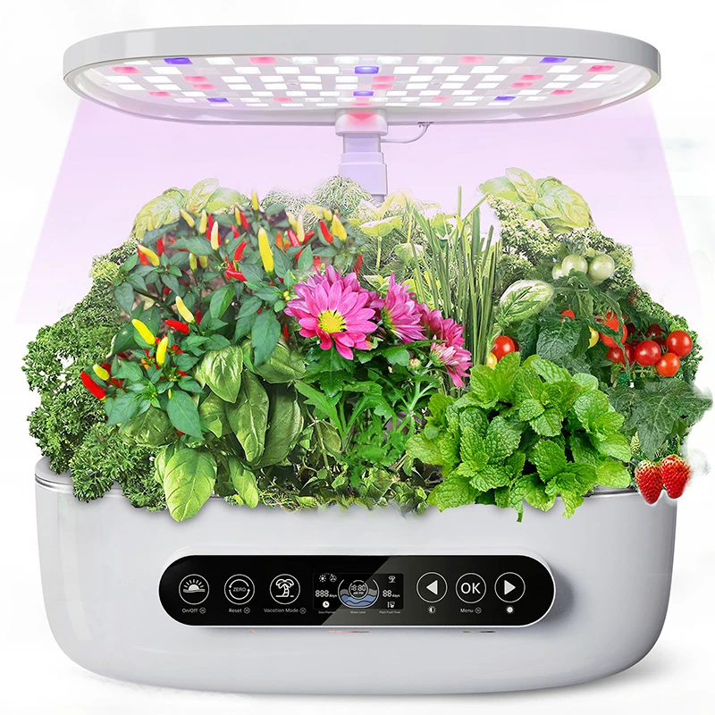 Smart Automatic Indoor Mini Herb Flowers Pot Multifunctional Self Watering Hydroponic Planters Pots with Grow Lights Lamp