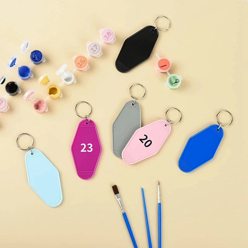 1Set Vintage Sublimation Blank DIY Ornament Motel Keychain Blank Hotel Key Tag For Vinyl Keychain Making