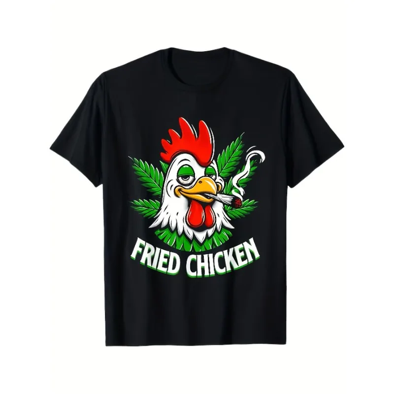 

Weed T-Shirt Fried Chicken Funny Graphic Tee Men Women Stoner Humor Summer Casual Streetwear Gift for Him Her