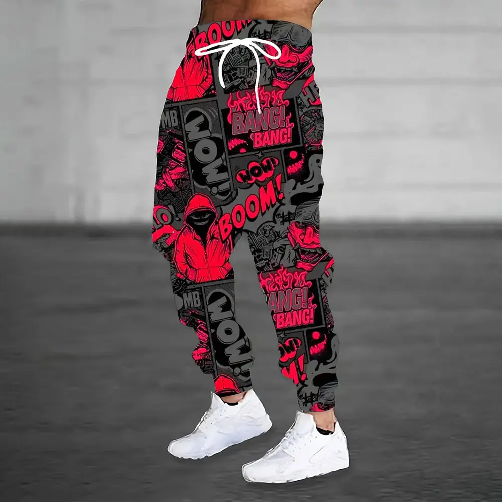 Hiver nouveau épais chaud pantalon 2026 nouvelle mode 3D flamme impression pantalons de survêtement hommes grande taille ample décontracté poche cordon pantalons de survêtement