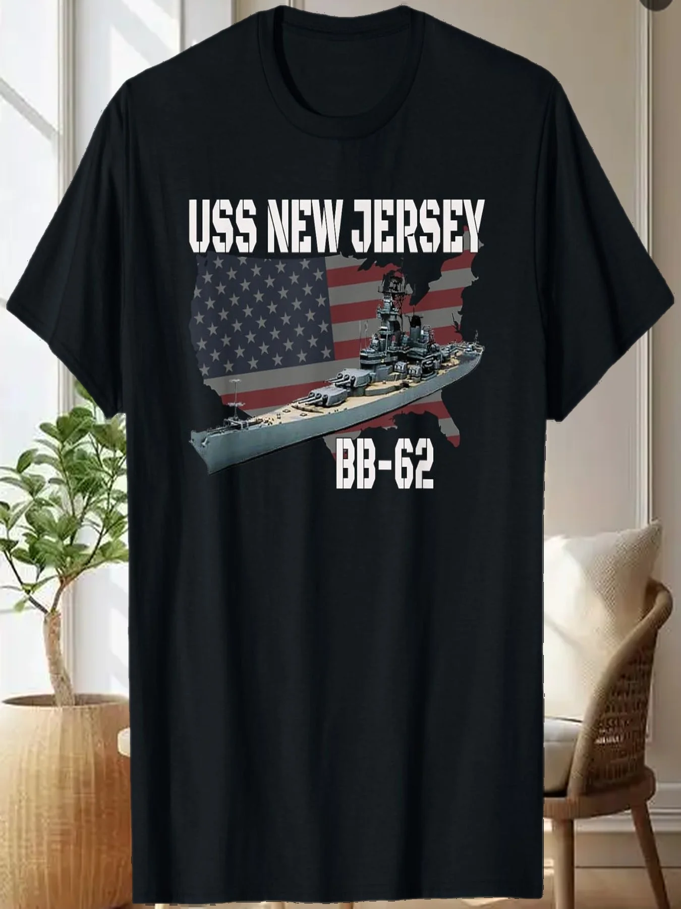 第二次世界大戦アメリカ戦艦 USS ニュージャージー BB-62 軍艦ベテラン T シャツ
