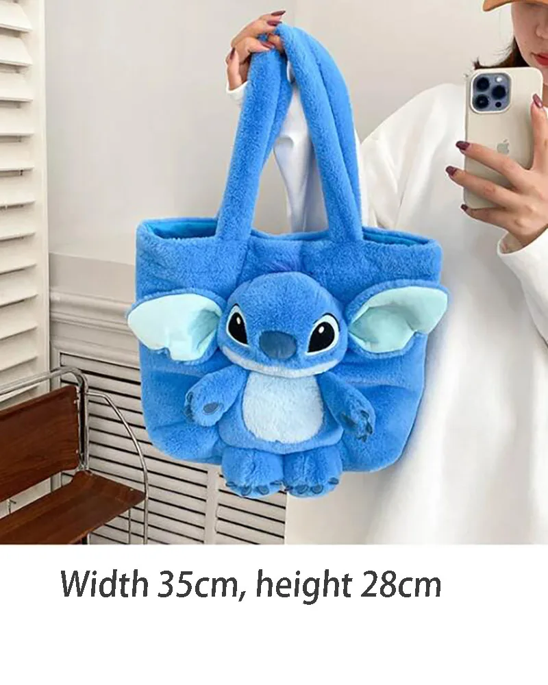 Disney New Lilo & Stitch Plush Toys Kawaii Plush Messenger Bag Girl Handbag Anime Stuffed Toys Children Cartoon Plushie Soft Bag