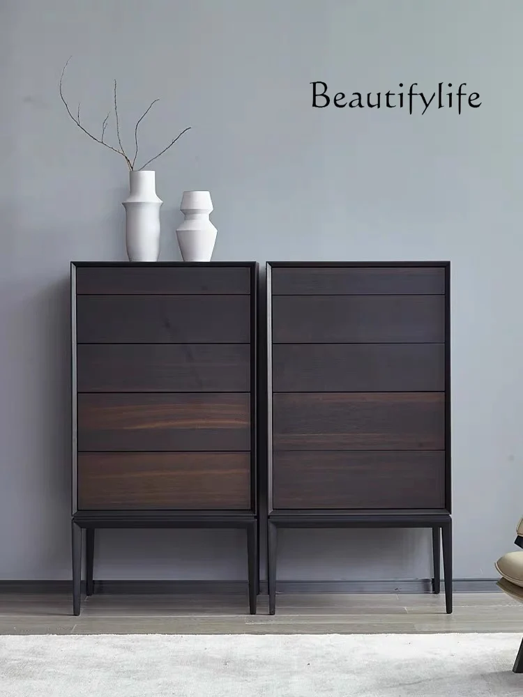 Modern Minimalist Smoky Bedroom Side Cabinet Sofa Corner Small Space Storage Cabinet High Leg Corner Cabinet