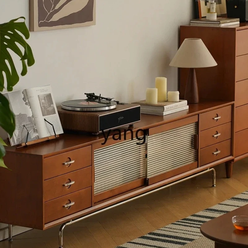 LH  retro TV cabinet coffee table combination medieval solid wood living room locker