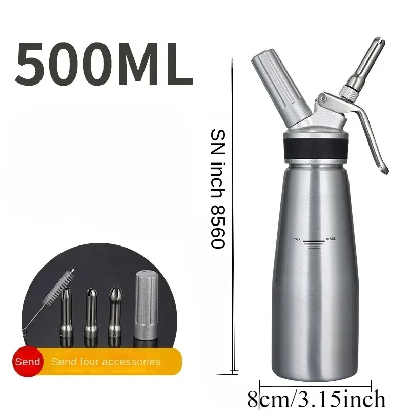 500ML aluminum alloy cream mixer cake decorating gun siphon dessert tool coffee baking cake decorating decoration tool images - 6