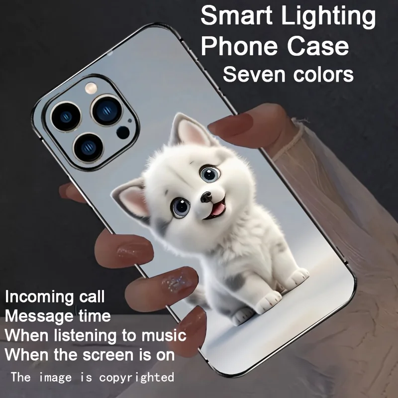 

Intelligent Luminous Voice Controlled Phone Case For iPhone 16e 16 Plus 14 15 17 Pro Max Cute Funny Puppy LED Light Phone Cover