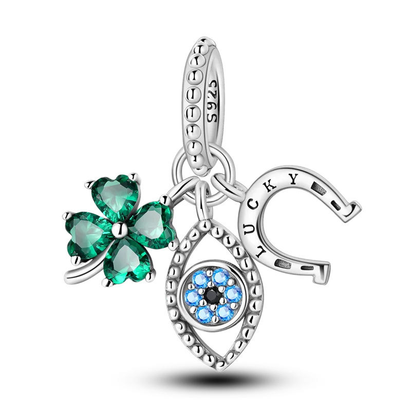 Neu eingetroffen: 925er Sterlingsilber-Charms, Perlen, Teufelsauge, Kleeblatt, Tanzschuhe-Anhänger, passend für Original-Armbänder, Damenschmuck, Geschenk, DIY