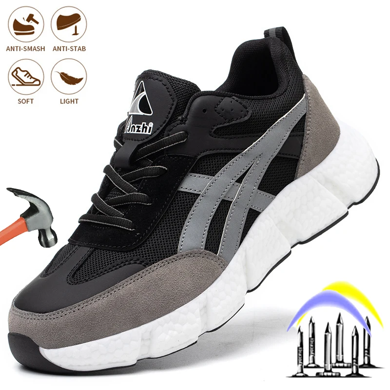 Outdoor Protective Workplace Work Shoes Breathable Anti-puncture Comfortable Safety Shoes Lightweight Steel Toe Cap Sneakers