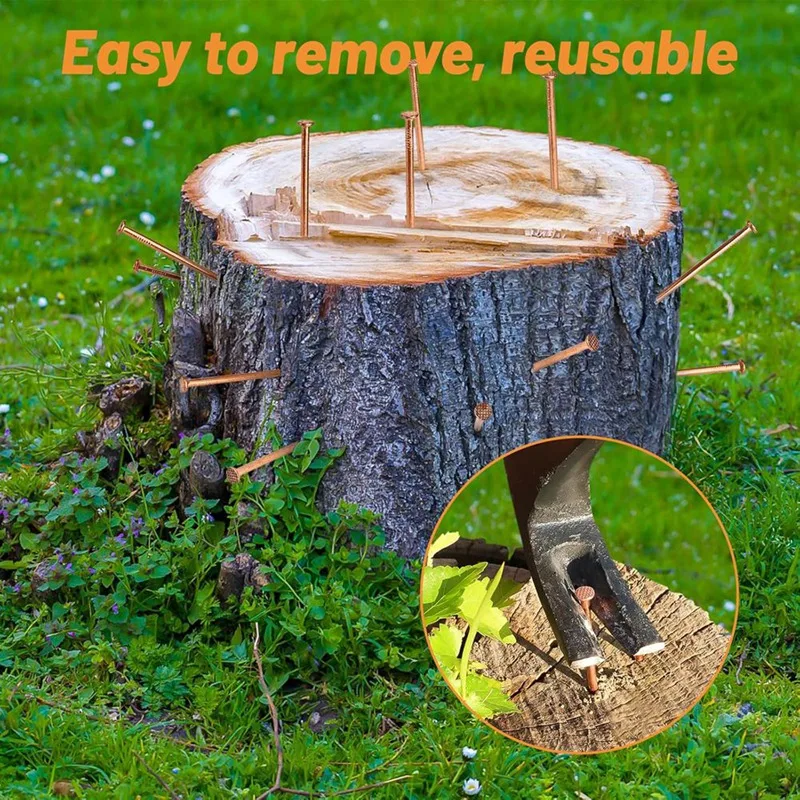 AC62-Copper Nails For Killing Tree Stump Roots, 3.15 Inch Copper Nails With Drill, Stake Removal Nailer For Trees