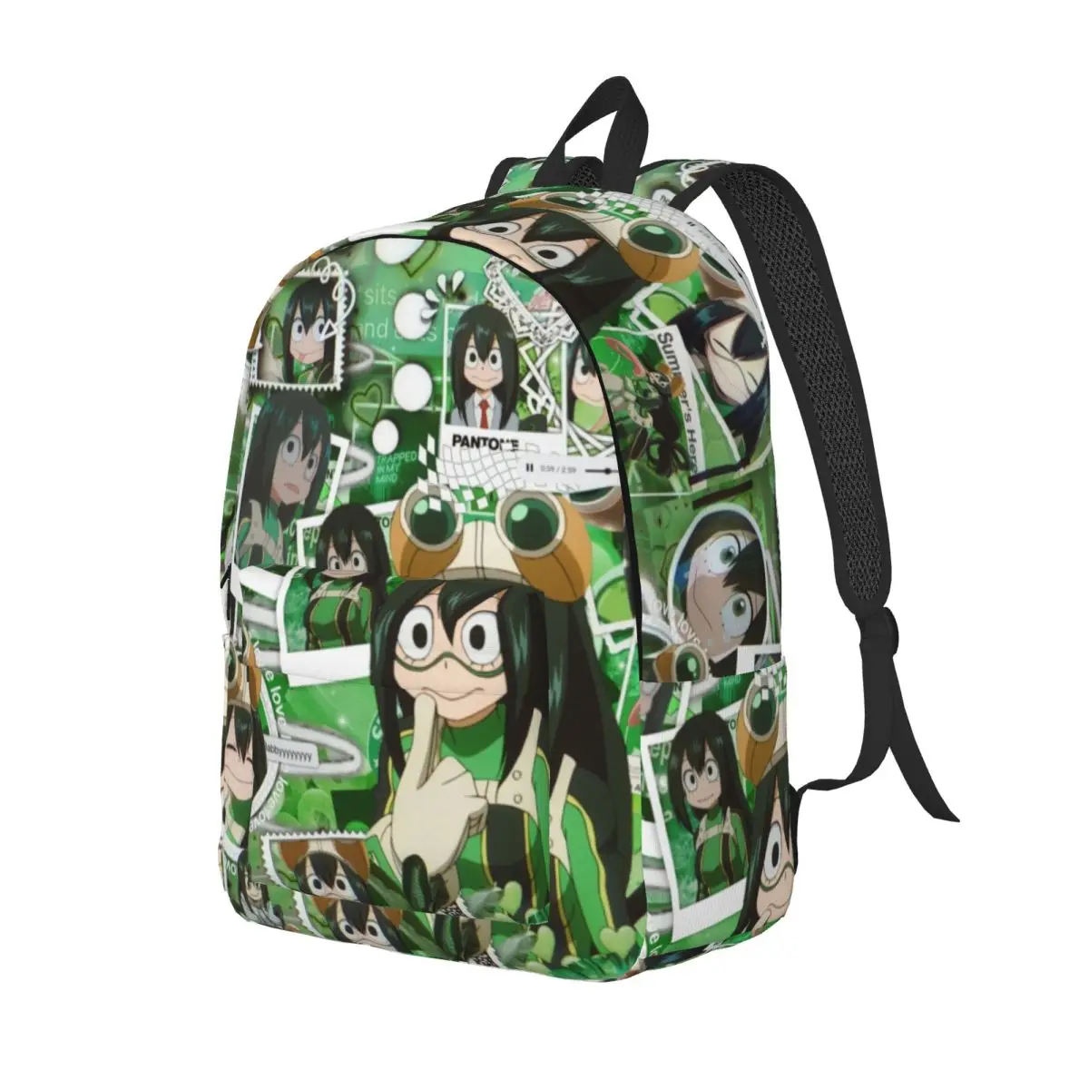 Tsuyu Asui Boku No My Hero Academia 배낭 고등학교 작업 데이 팟 일본 만화 만화 노트북 숄더백 경량