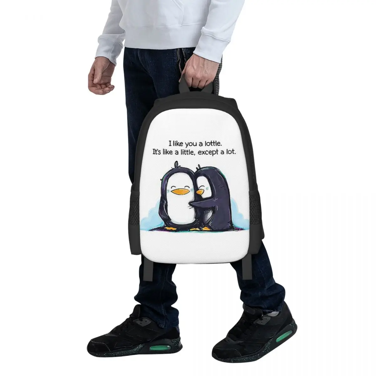 I Like You A Lottle Penguin Student Backpack School Bag Hiking Travel Daypack for Men Women Fashion Bookbag Shoulder Bags