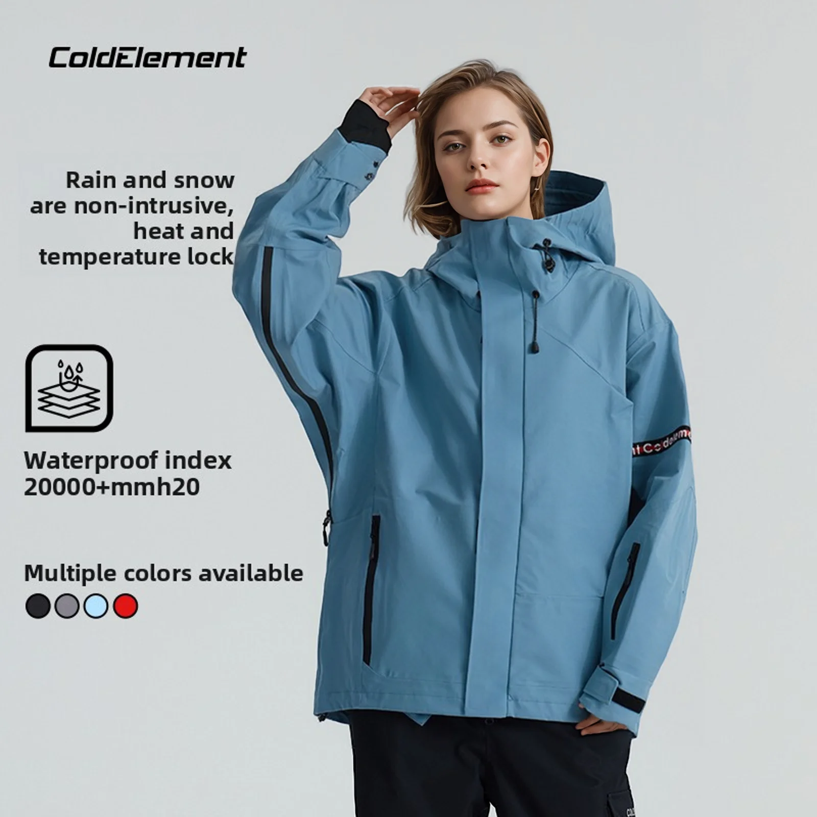 

Coldelement Unisex 3L Hard Shell Ski Jacket for Snowboard - Professional Grade, Waterproof, Windproof, Fully Taped, Durable