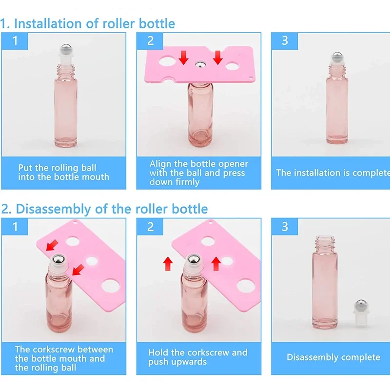 30Pcs 5/10ml Refillable Frosted Glass Essential Oils Roller Bottles with Opener Funnels For Aromatherapy Perfume Travel Vials