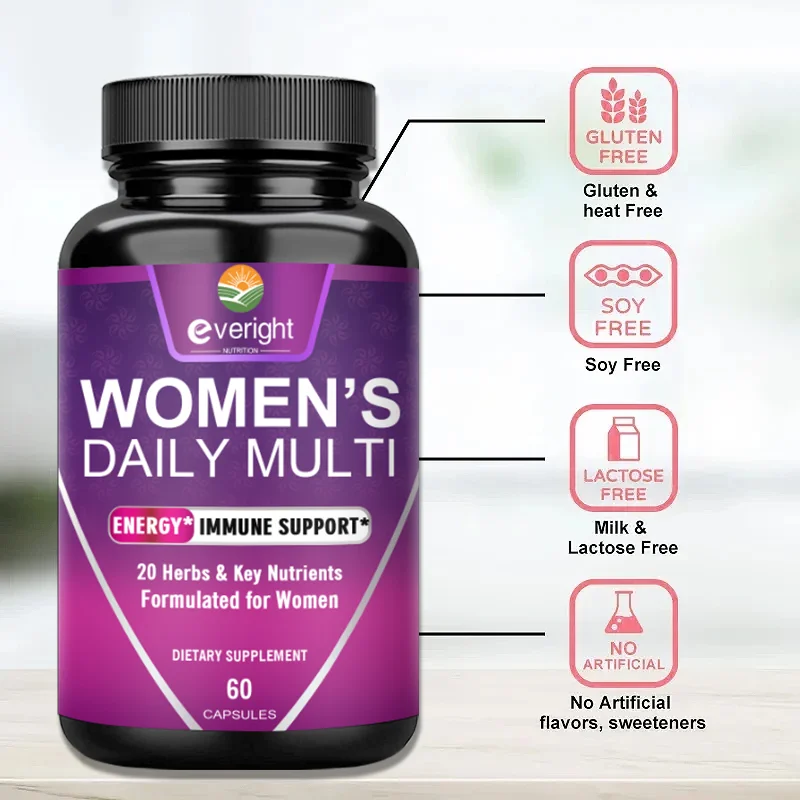 Womens Multivitamin - Daily Energy & Immune Health Support with Vitamins A, B12, C, D3, Zinc & Biotin, Multivitamin for Women