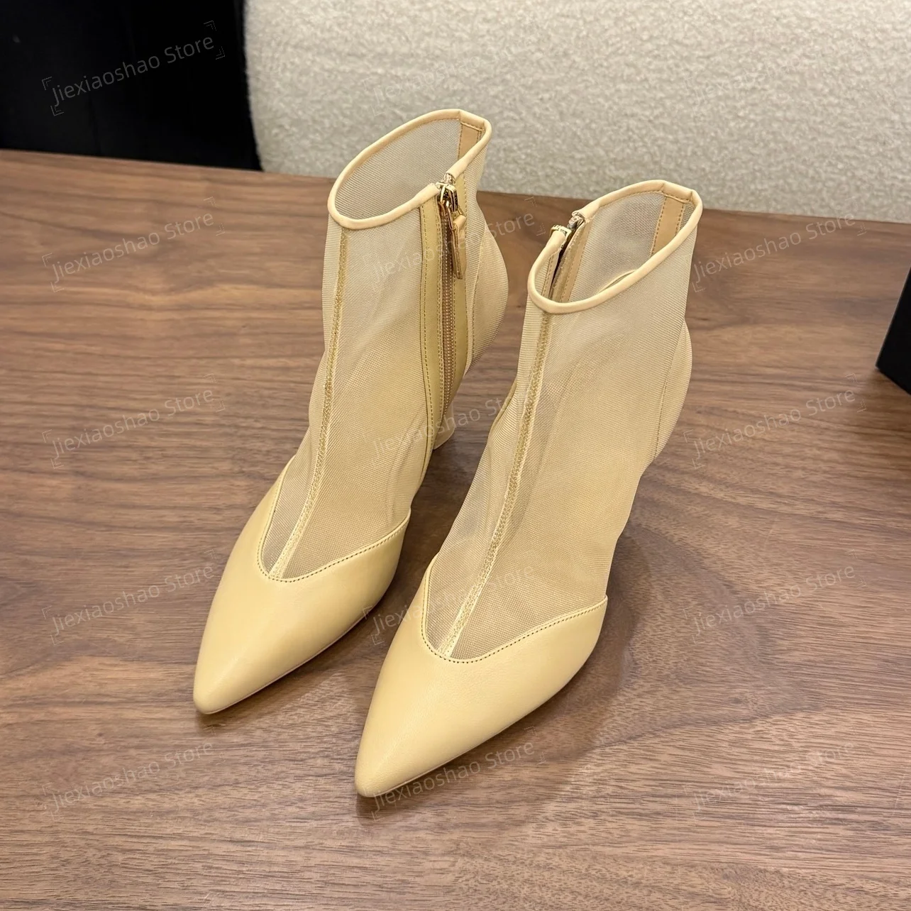 2026 New Collection Genuine Leather Pointed-Toe High Heel Ankle Boots Woman Short Boots Chelsea Boots Handmade Sapato Feminino