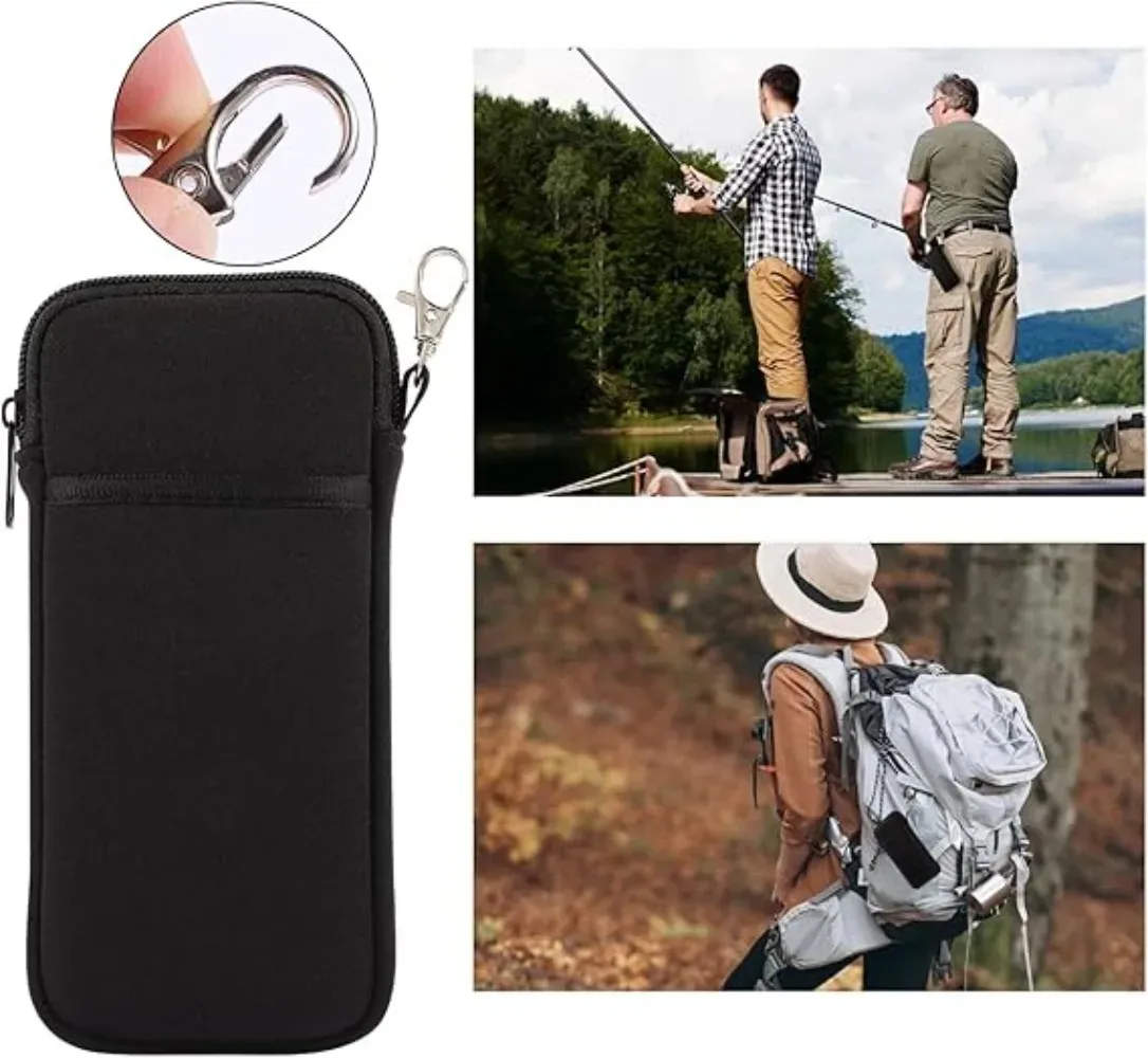 Nylon Fabric Phone /Glasses Zipper Pouch with Carabiner Bag For Samsung iphone Xiaomi Smartphone Case Outdoor Sport Phone Cover view 6