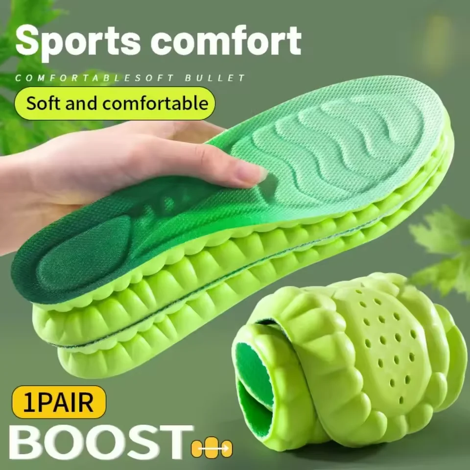 1 paire de semelles intérieures de Sport en Pu, haute élasticité, résistantes aux chocs, antibactériennes, Anti-odeur, respirantes, confortables pour chaussures, coussin