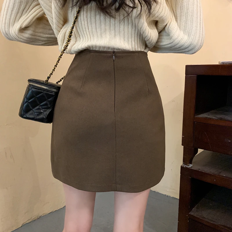 Skirts Women Design Korean Style All-match Lady Elegant Spring High Waist Slim Soft Streetwear Daily Retro Leisure  Faldas