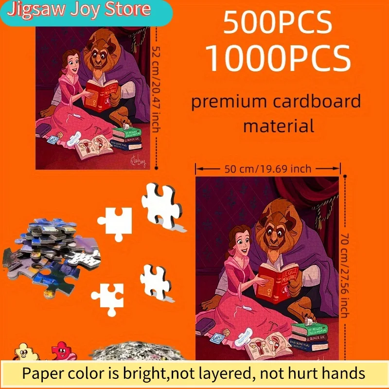 Rompecabezas de Papel DIY de Disney, Tema La Bella y la Bestia, Conocimiento de Salud Femenina, Ciencia Menstrual, Material de Cartulina Blanca Gruesa, S