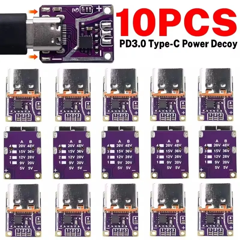 Image of 1/5/10 Stück PD3.0 PD3.1 QC3.0 Trigger-Modul Typ-C 5-48V 5A Schnellladungs-Trigger für Power Delivery DIY-Projekte Zubehör
