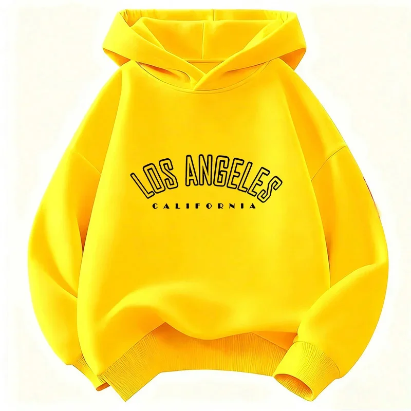 Herbstliches Kinder-Freizeit-Sweatshirt mit Kapuze, modischer und trendiger Los Angeles-Buchstabendruck, bequemes und atmungsaktives Oberteil – Detail 3