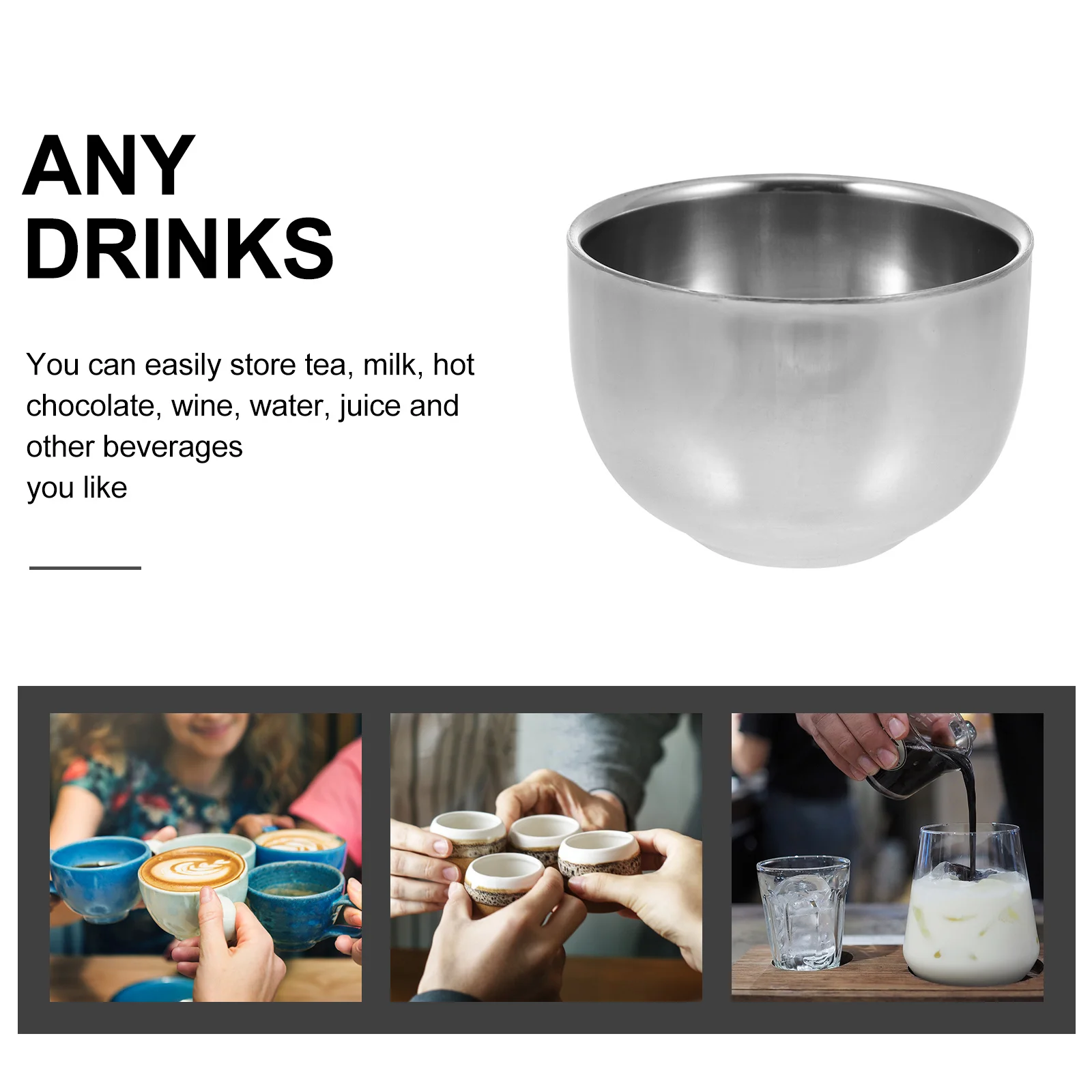 

Double Layer Wine Glass Stainless Steel Leakproof Cup Home Office Use Tea Coffee Water Container Mug for Drink Storage