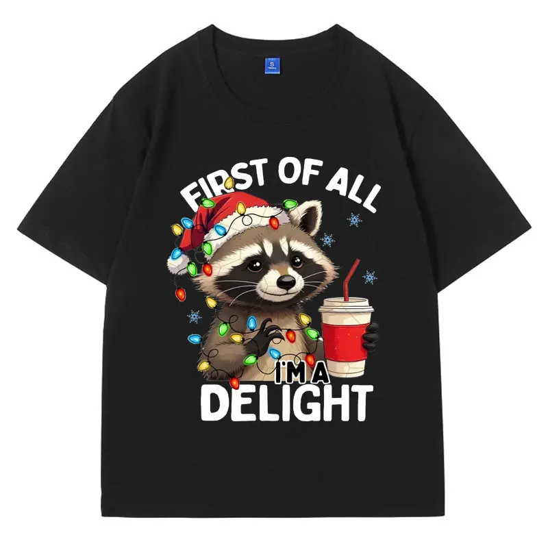 

Raccoon Christmas graphic t shirts Sorry Santa l've Been Feral Raccoon Santa Claus cartoon t-shirt men women oversized tees male