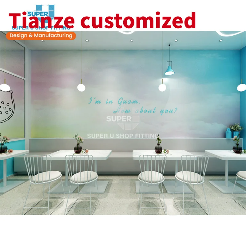 (customized)PinkDisplays Fixtures Bubble TeaDisplayYogurt Drink Bar Retail InteriorShop