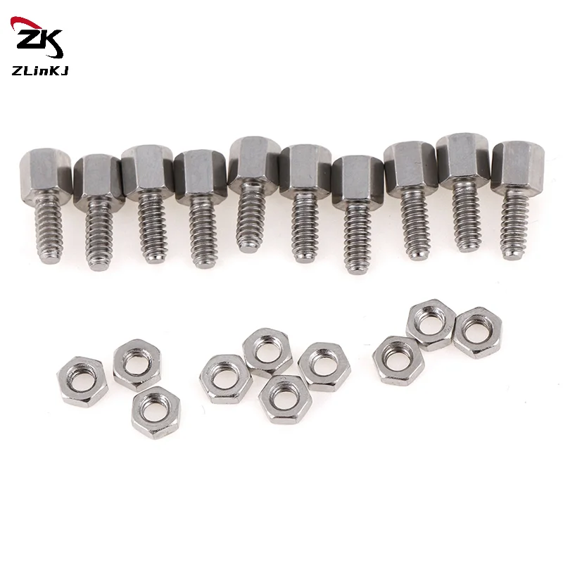 10 セット スタッドボルト & ナットネジ 5+7 mm ヘッダー プレート ブラケット D-Sub VGA シリアル メタル スクリュー ナット コネクタ