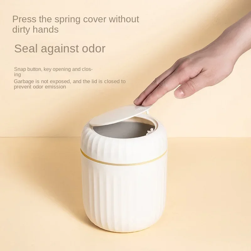 Mini Desktop Trash Can with Lid Garbage Waste Bin Organizer Bedroom Office Desk Storage Box Made Durable Plastic Home Supplies