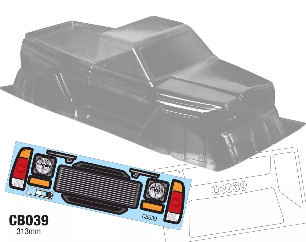 Lexan-RCシャーシ用クリアホイールボディ,クローラートラック,ベース,313mm,スケール1, 10