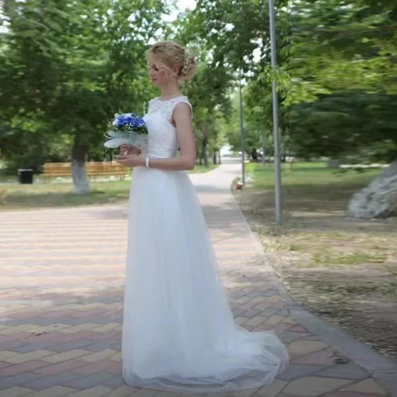 Robe de mariée blanche en dentelle, tenue de soirée, simple, 2022