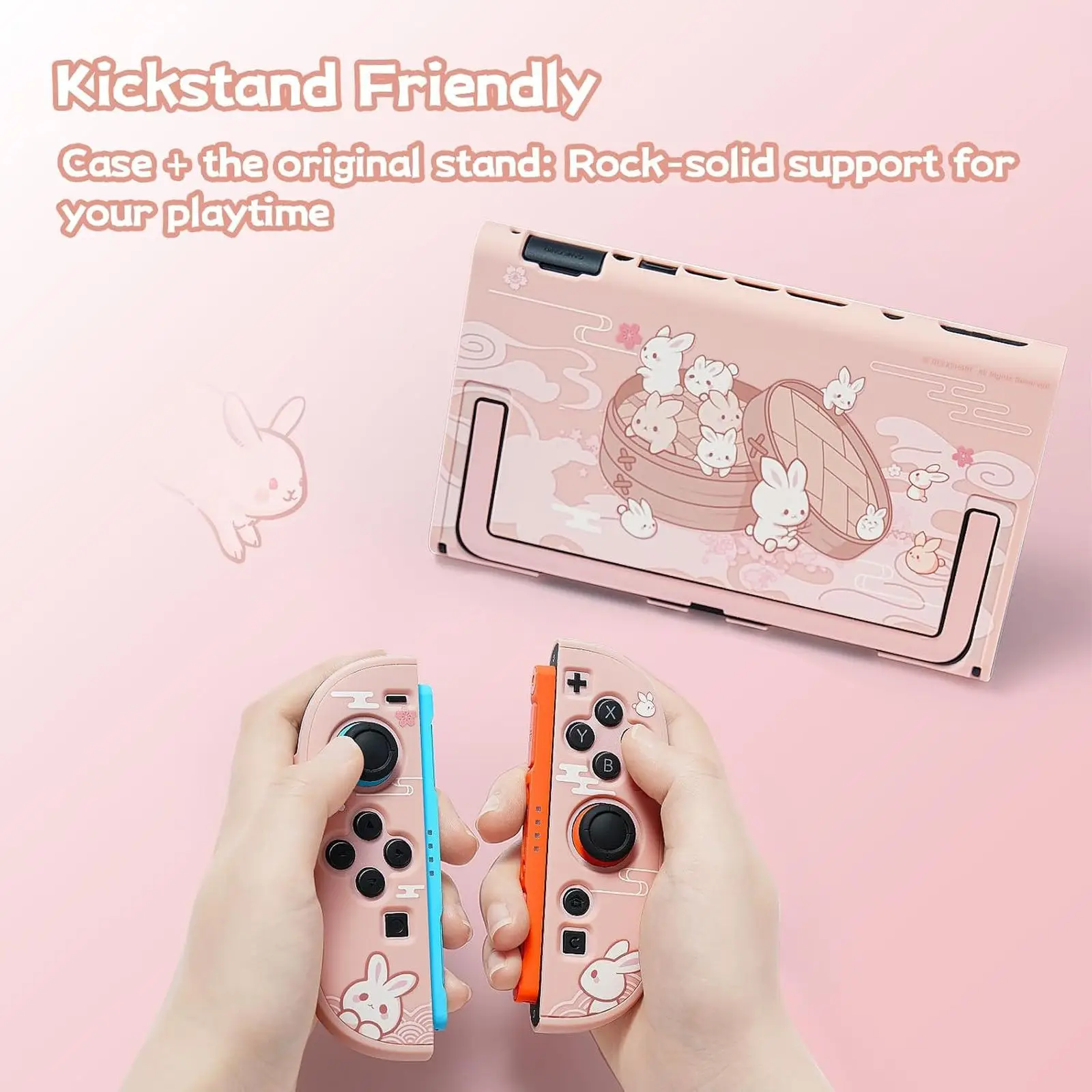 GeekShare Steamed Bun Rabbit Protective Shell kompatybilny z Switch 2, Kawaii Cartoon Dockable Case dla Switch 2 — zdjęcie produktu 4
