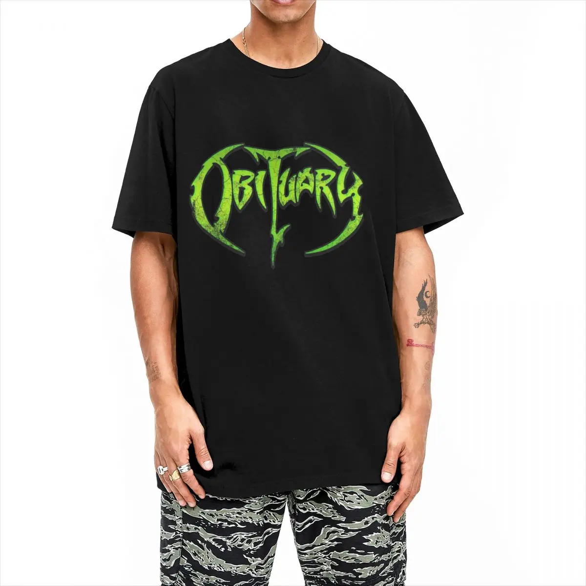 Retro Obituary Band Logo Death Metal T Shirt Unisex Cotton Short Sleeve Heavy Metal Round Neck Summer Tops Shirts