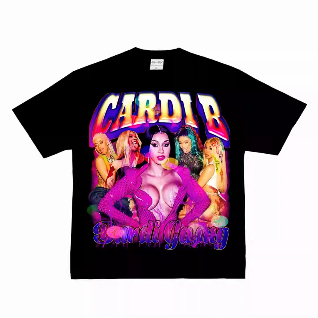 

Футболка Cardi B с графическим принтом, мягкий хлопок, яркий стиль рэп-гламур, унисекс, свободный крой, круглый вырез, уличная одежда, летние повседневные футболки